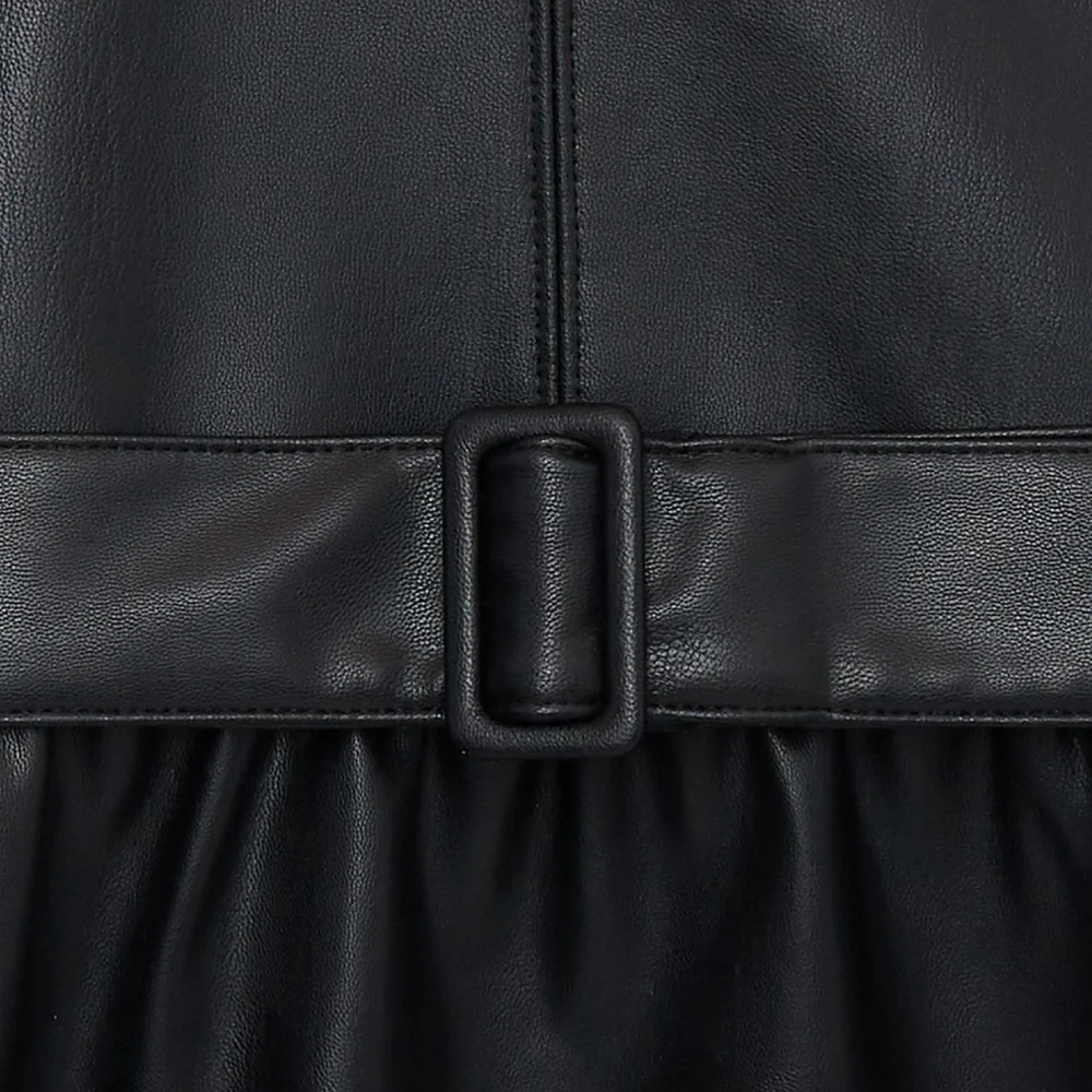 Faux Leather Girls Dress Special Occasion Black Size 14/16 X Large
